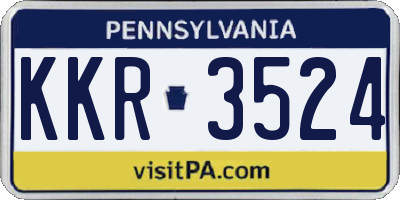 PA license plate KKR3524