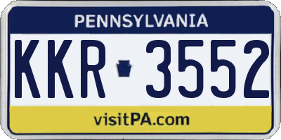 PA license plate KKR3552