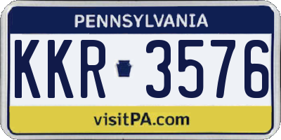 PA license plate KKR3576