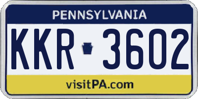 PA license plate KKR3602