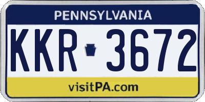 PA license plate KKR3672