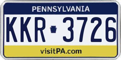 PA license plate KKR3726
