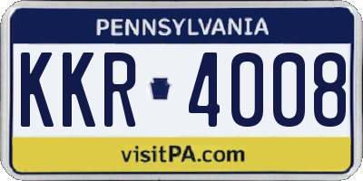 PA license plate KKR4008