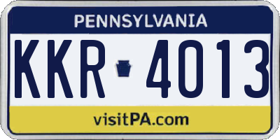 PA license plate KKR4013