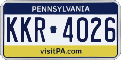 PA license plate KKR4026