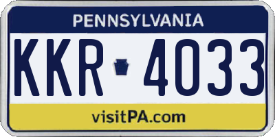 PA license plate KKR4033