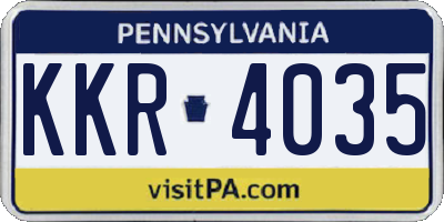 PA license plate KKR4035