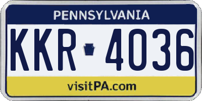 PA license plate KKR4036