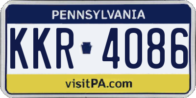 PA license plate KKR4086