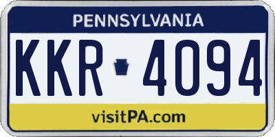 PA license plate KKR4094