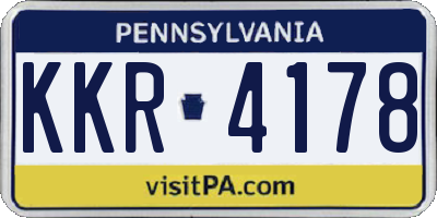 PA license plate KKR4178