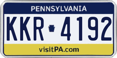 PA license plate KKR4192