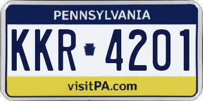 PA license plate KKR4201