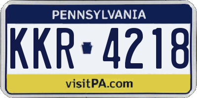 PA license plate KKR4218