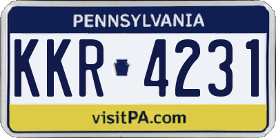 PA license plate KKR4231