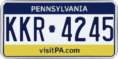 PA license plate KKR4245
