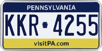 PA license plate KKR4255