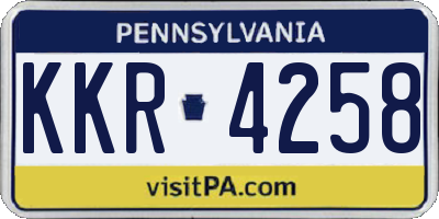 PA license plate KKR4258