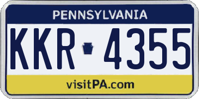 PA license plate KKR4355