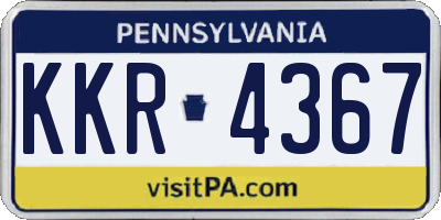 PA license plate KKR4367