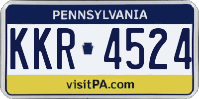 PA license plate KKR4524