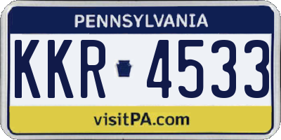 PA license plate KKR4533