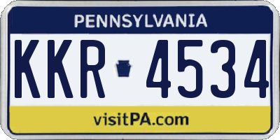 PA license plate KKR4534