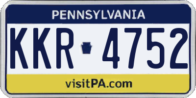 PA license plate KKR4752