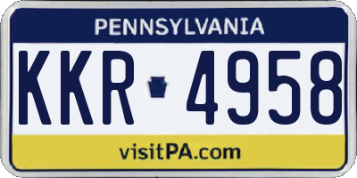 PA license plate KKR4958