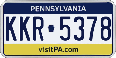 PA license plate KKR5378