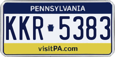 PA license plate KKR5383