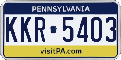 PA license plate KKR5403