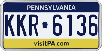 PA license plate KKR6136