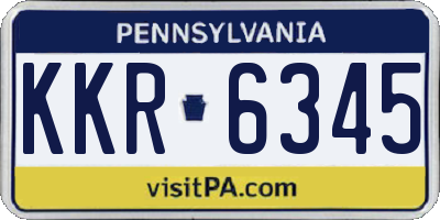 PA license plate KKR6345