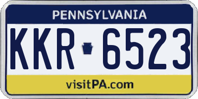 PA license plate KKR6523
