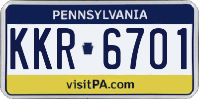 PA license plate KKR6701