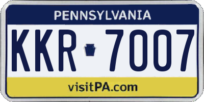 PA license plate KKR7007