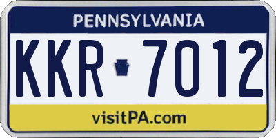 PA license plate KKR7012