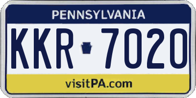 PA license plate KKR7020