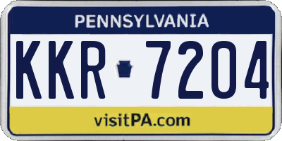 PA license plate KKR7204
