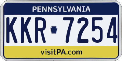 PA license plate KKR7254