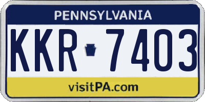 PA license plate KKR7403