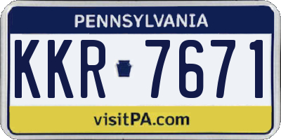 PA license plate KKR7671