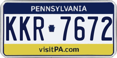 PA license plate KKR7672