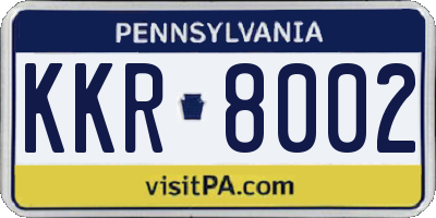 PA license plate KKR8002