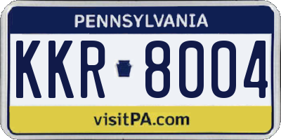 PA license plate KKR8004