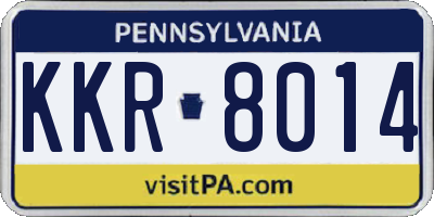 PA license plate KKR8014