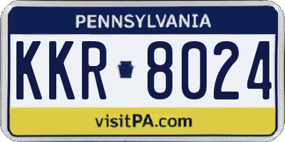 PA license plate KKR8024