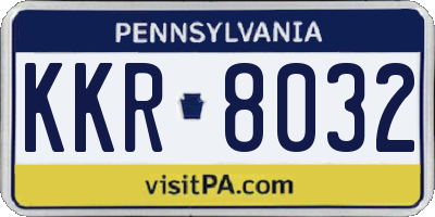 PA license plate KKR8032