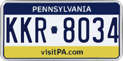 PA license plate KKR8034